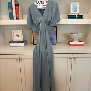 BHLDN Green and Blue Dolman Sleeve V-neck Maxi Gown